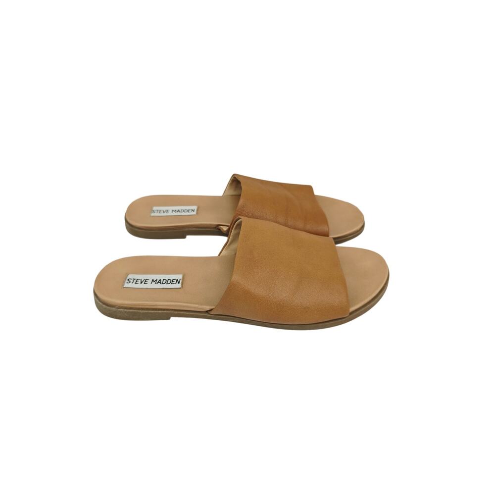 Steve Madden Karolyn Leather Slide Sandals Tan 8